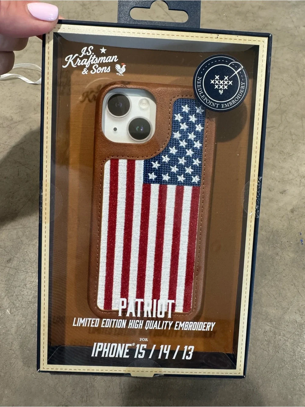 American Flag Embroidered Phone Case - Brown Red, White & Blue limited edition!
